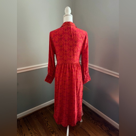 Farm Rio Long-Sleeve V-Neck Printed Tie-Front Midi Dress - Large - Picture 9 of 9